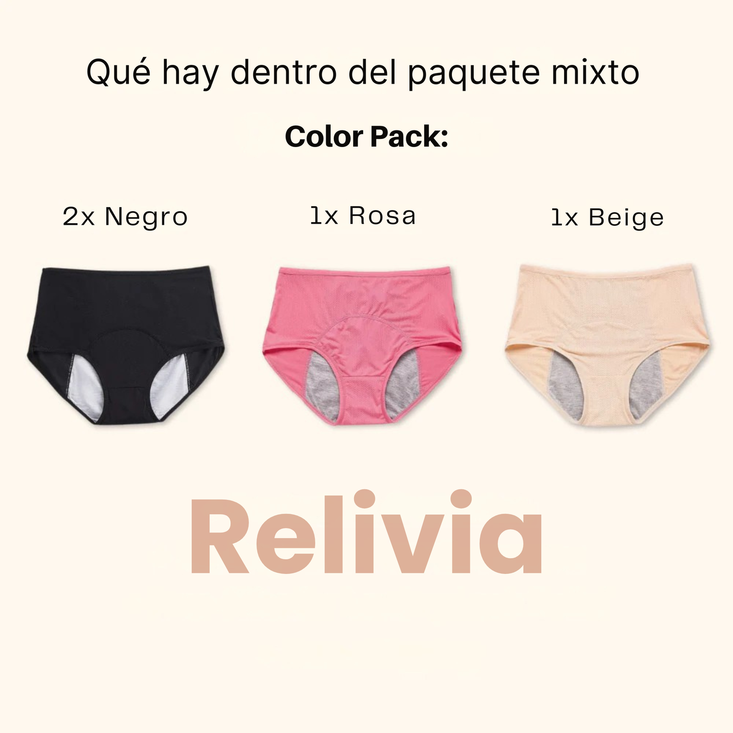 Relivia | Ropa interior a prueba de fugas que nunca te fallará (Pack de 4)